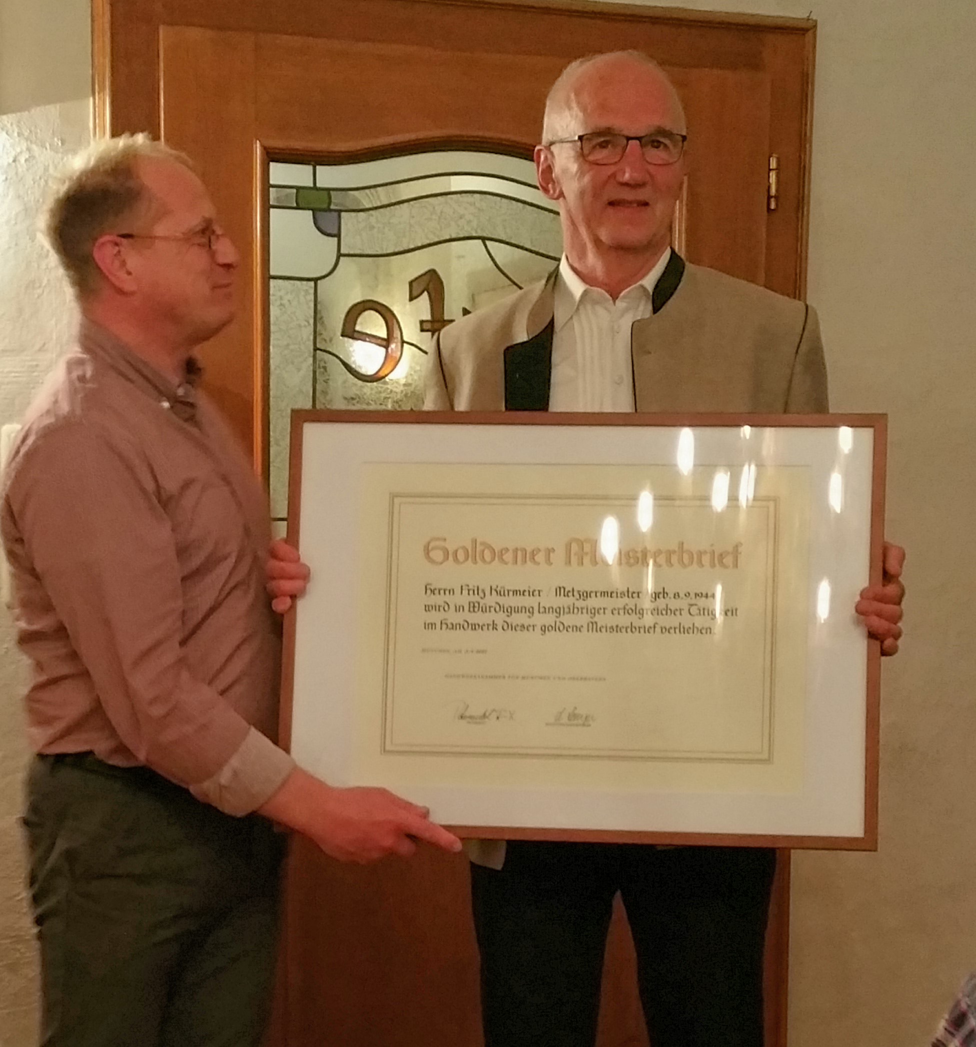 Goldener Meisterbrief für Fritz Kürmeier